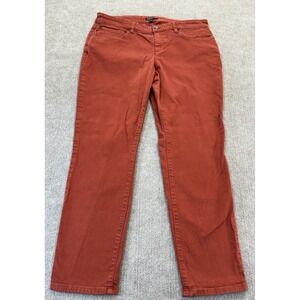 Eileen Fisher 10 Burnt Orange Jeans Straight Leg Mid Rise Stretch Comfort
